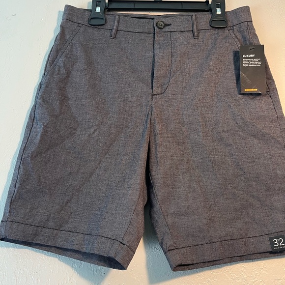 Marc Anthony Gray Flat Front Shorts Belt Loops SZ 32W Stretch Waist Slim Fit Men - Picture 4 of 15